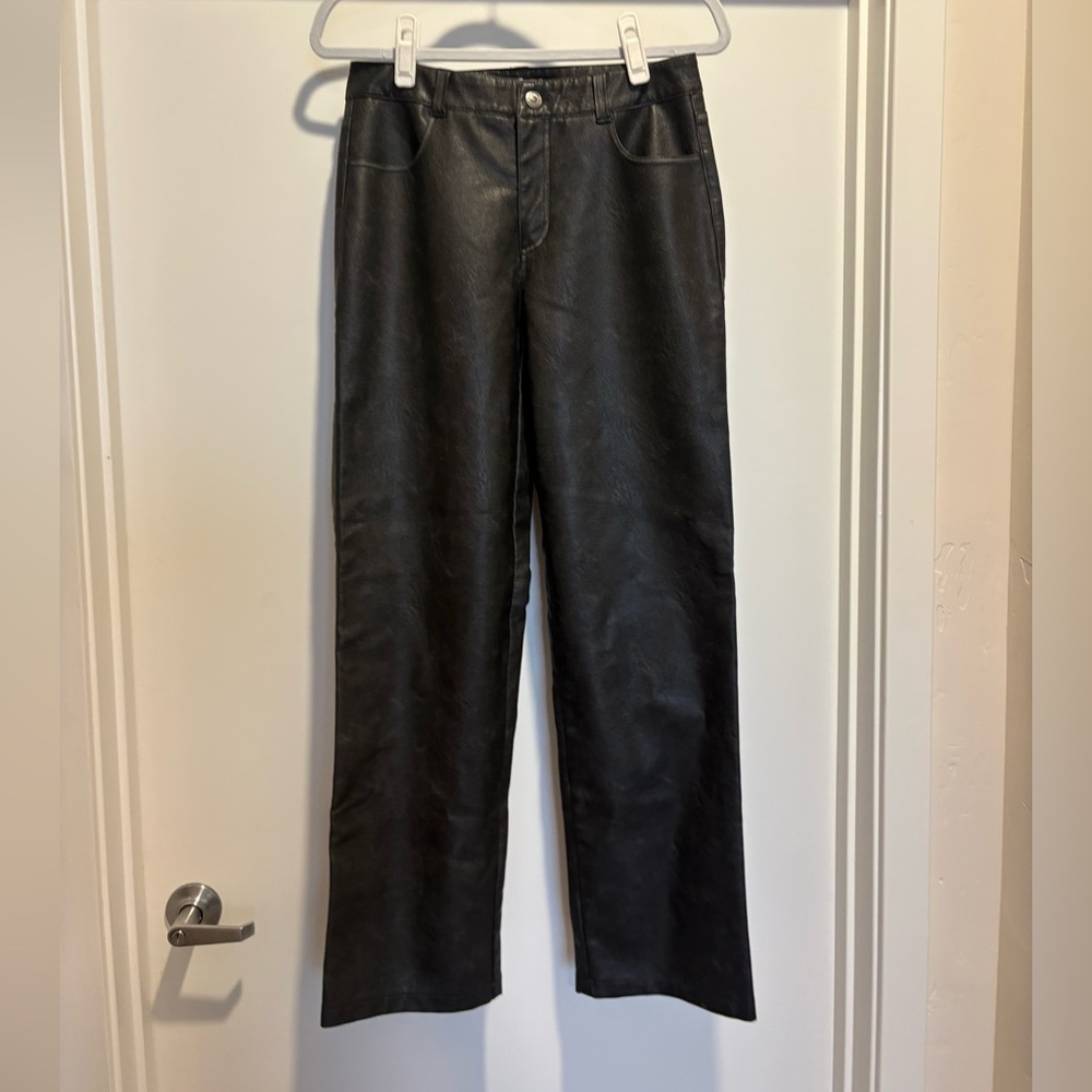 Black garage leather pants